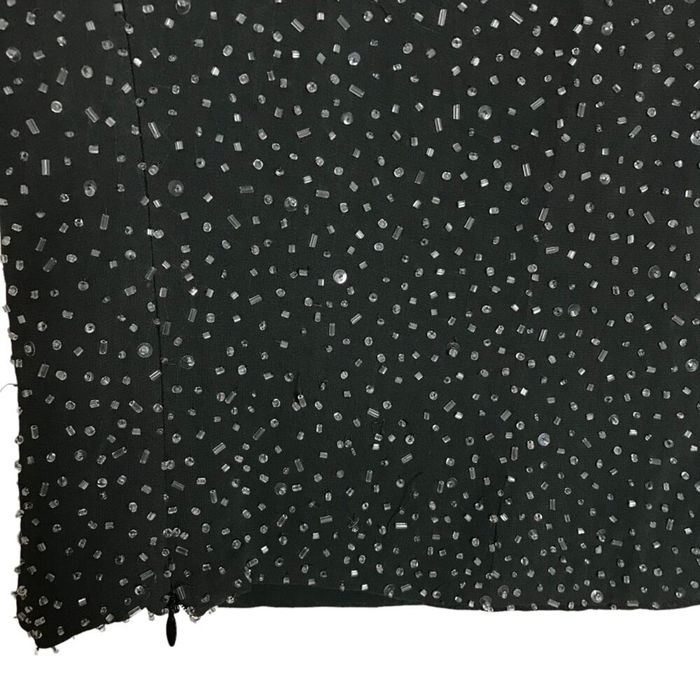 Armani Collezioni Silk Beaded Lined Charcoal Grey Black Sleeveless Evening Top 6 - Picture 4 of 9